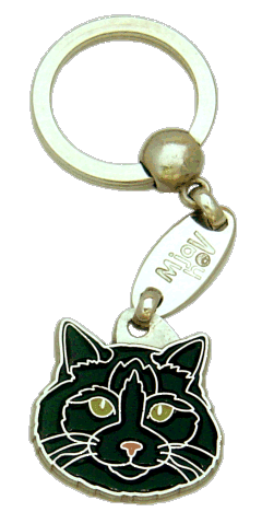 Ragdolska mačka črna <br> (obesek za ključe, Gravura vključena v ceno)